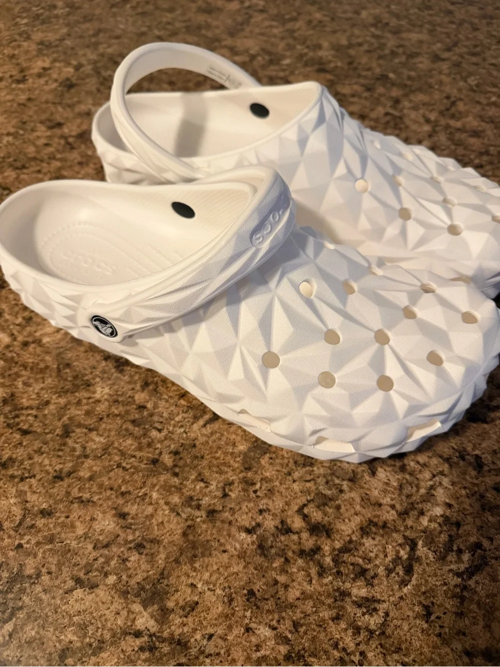 Crocs Classic Men’s Geometric White Slip-On Clogs!!(Men 12)